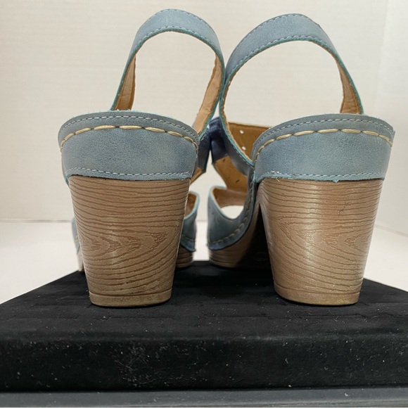 Good Choice Shoes Bandi Floral Cutout Slingback Block Heel Sandals Blue 7W - Picture 9 of 12